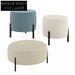Elegant Round Fabric Upholstered Ottoman Stool with Sturdy Metal Legs for Homes