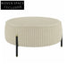 Elegant Round Fabric Upholstered Ottoman Stool with Sturdy Metal Legs for Homes
