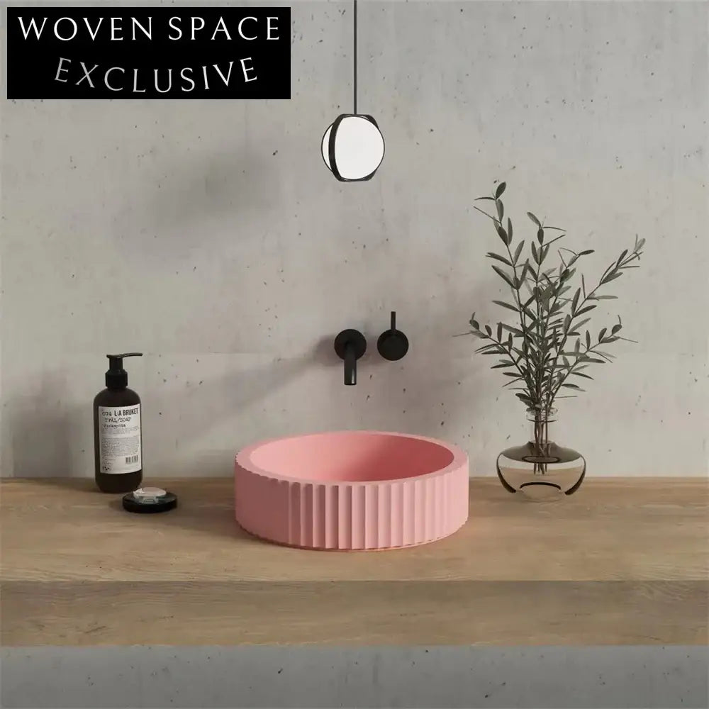 Elegant Round Flower Artificial Stone Countertop Bathroom Sink