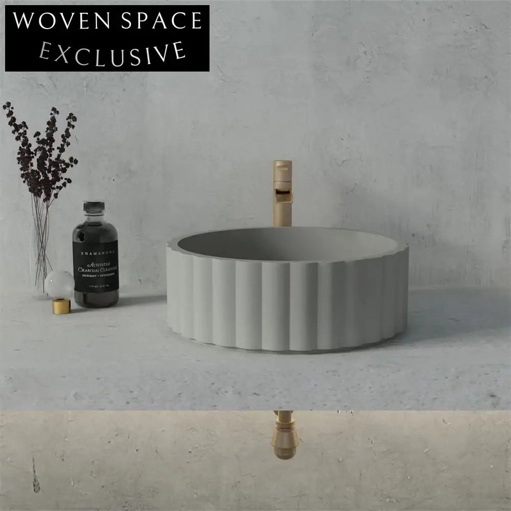 Elegant Round Flower Artificial Stone Countertop Bathroom Sink