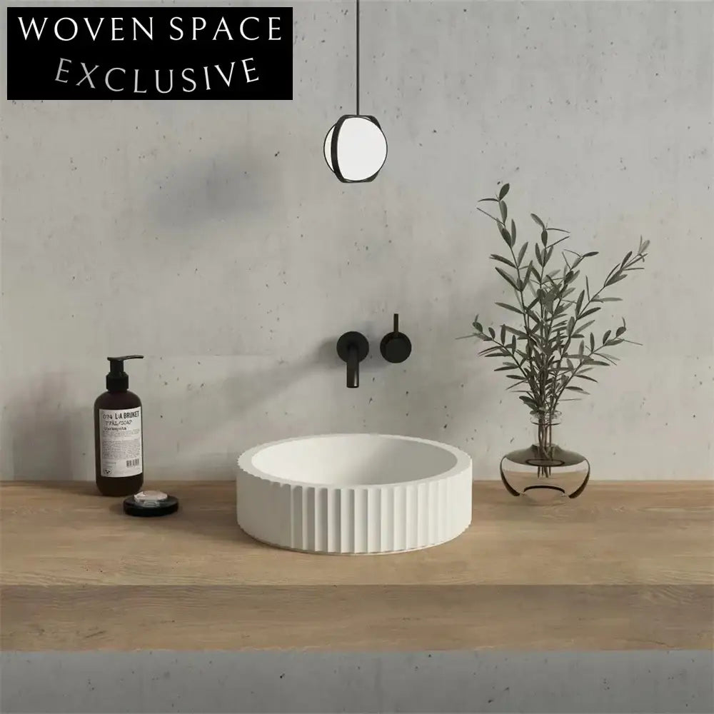 Elegant Round Flower Artificial Stone Countertop Bathroom Sink