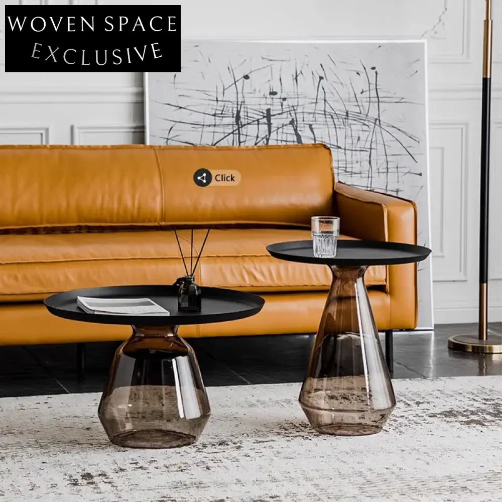 Elegant Round Glass Coffee Table Set Modern Luxury End Tables for Living Room