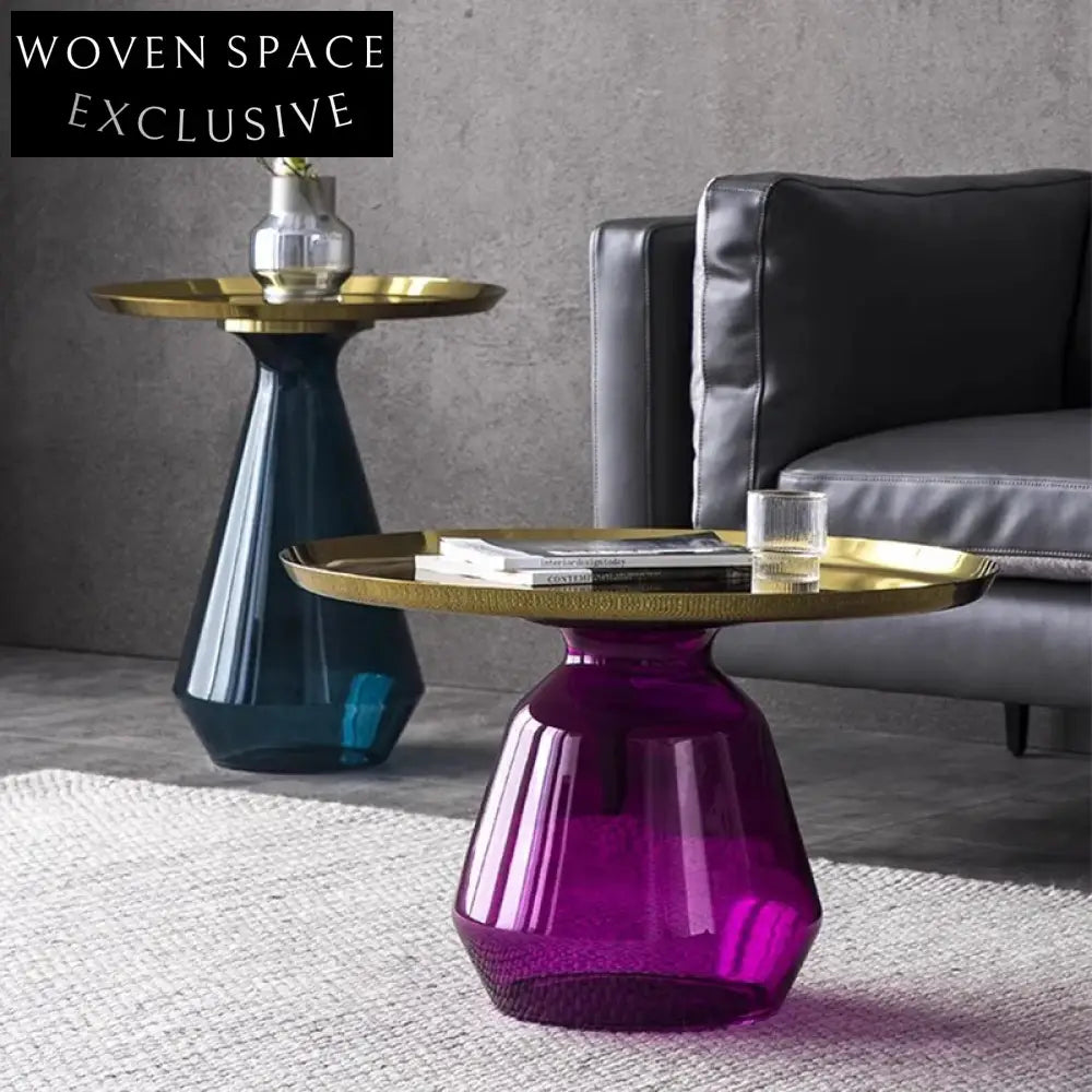 Elegant Round Glass Coffee Table Set Modern Luxury End Tables for Living Room