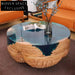 Elegant Round Live Edge Walnut Resin Coffee Table for Modern Living Room