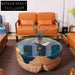 Elegant Round Live Edge Walnut Resin Coffee Table for Modern Living Room