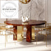 Elegant Round Mahogany Veneer Modern Luxury Dining Table Set