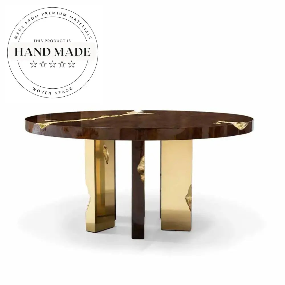 Elegant Round Mahogany Veneer Modern Luxury Dining Table Set