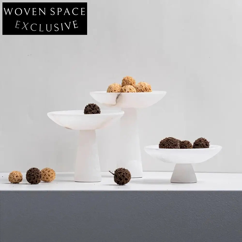 Elegant Round Marble Antique-style Decorative Tray for Desserts & Fruits Display