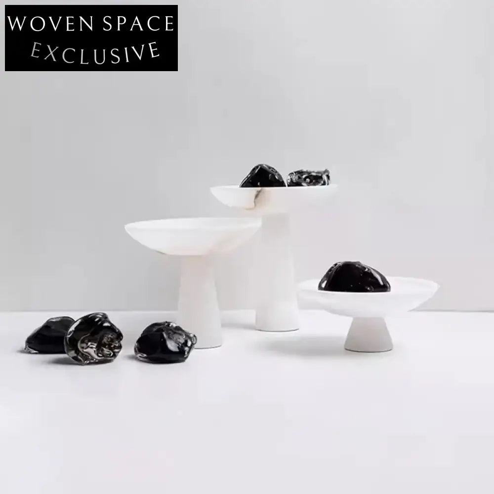 Elegant Round Marble Antique-style Decorative Tray for Desserts & Fruits Display