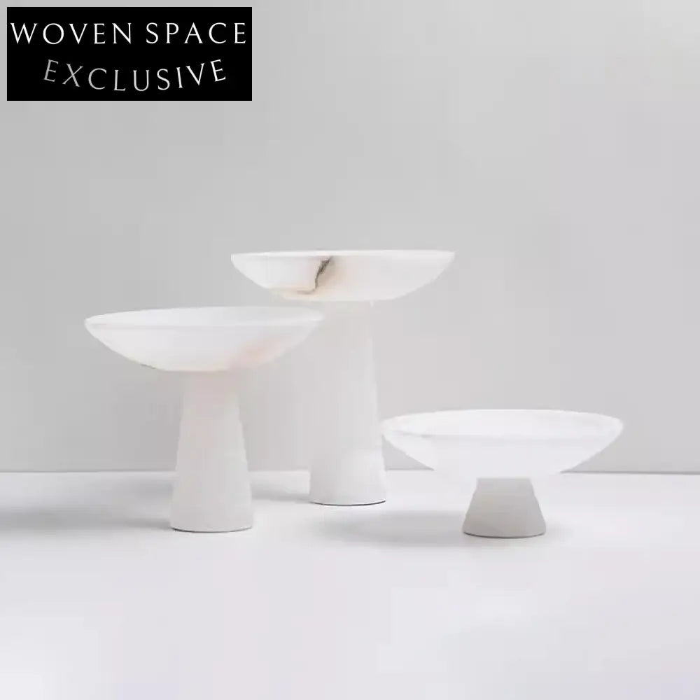 Elegant Round Marble Antique-style Decorative Tray for Desserts & Fruits Display