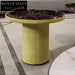 Elegant Round Marble Coffee Side Table with Luxurious Leather Base for Living Rooms