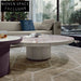 Elegant Round Marble Coffee Side Table with Luxurious Leather Base for Living Rooms
