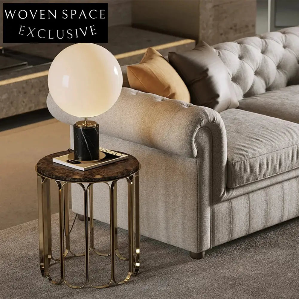 Elegant Round Marble Coffee Table with Stainless Steel Base for Living Room