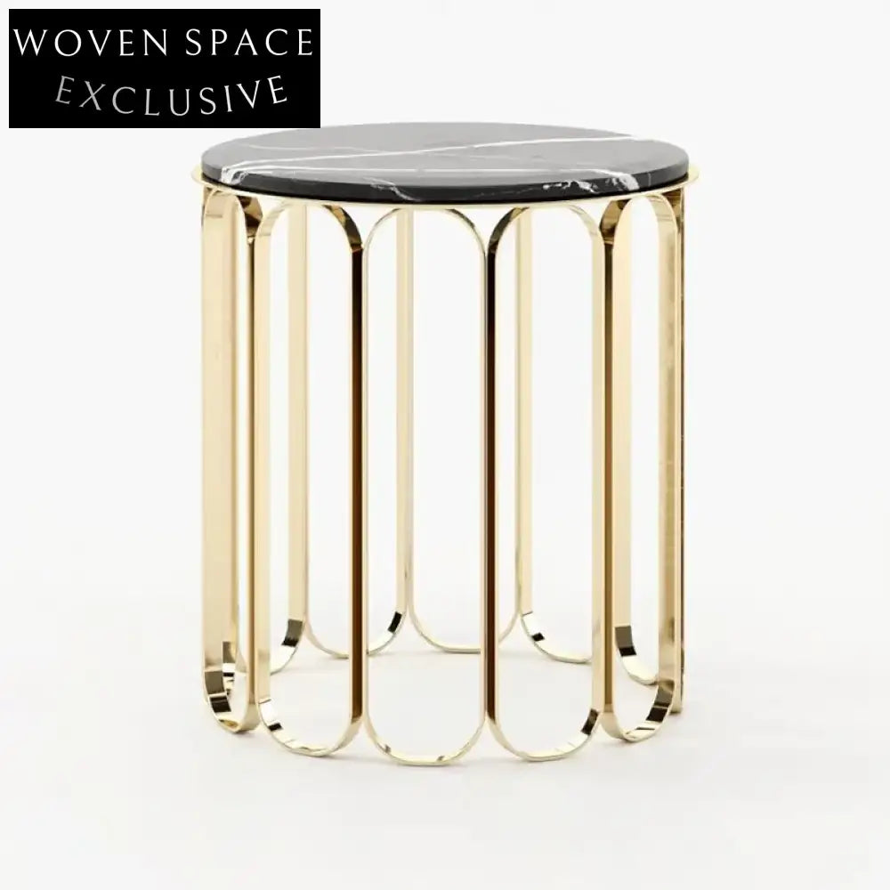 Elegant Round Marble Coffee Table with Stainless Steel Base for Living Room