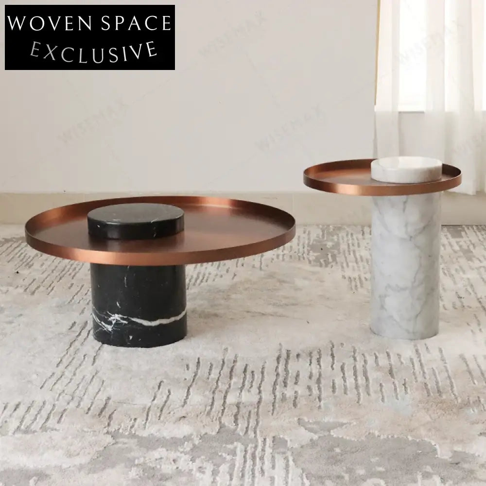 Elegant Round Marble & Gold Stainless Steel Coffee Table
