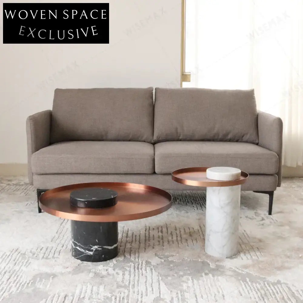 Elegant Round Marble & Gold Stainless Steel Coffee Table