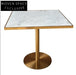 Elegant Round Marble Top Bistro Gold Stainless Steel Leg Dining Table
