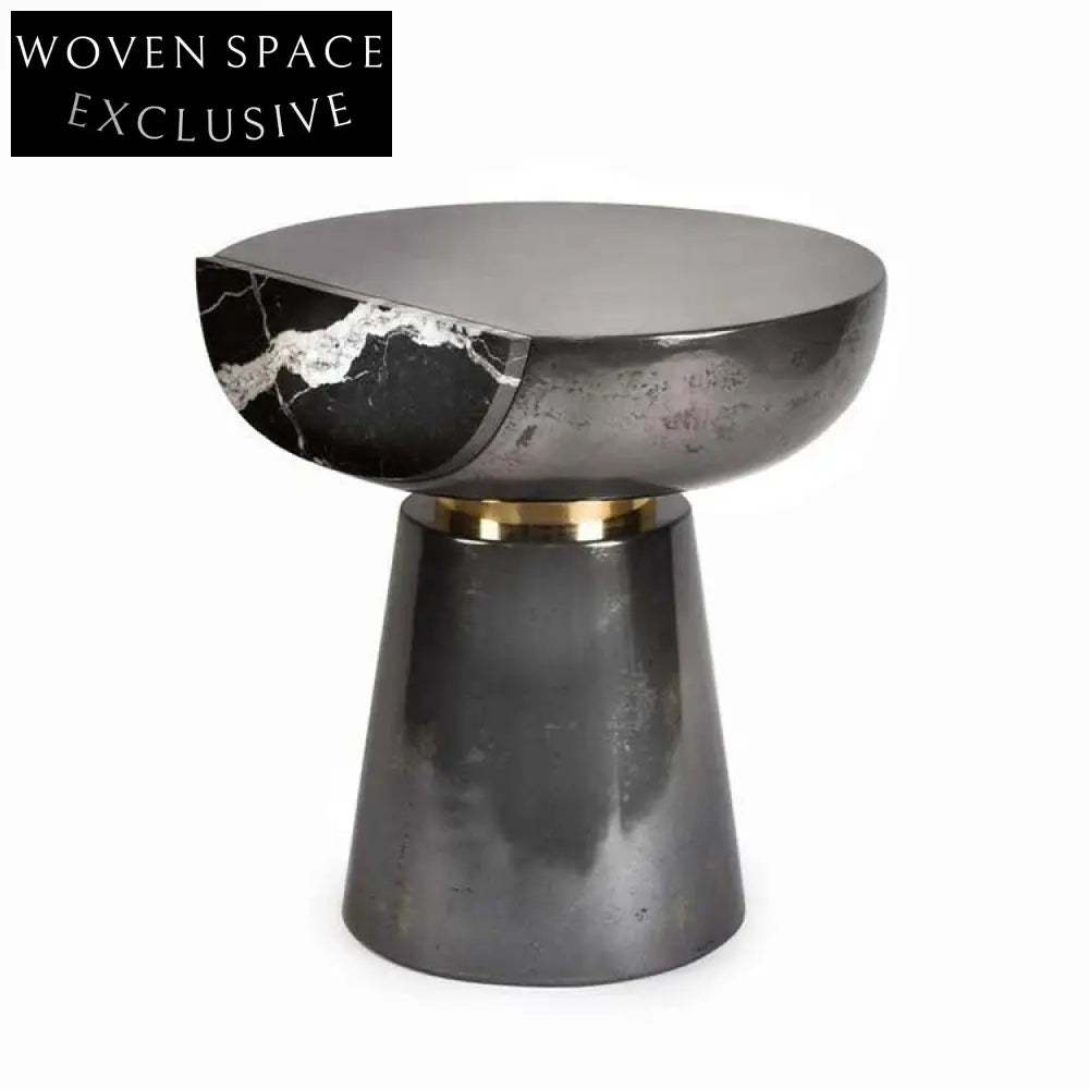 Elegant Round Marble Top Coffee Table with Solid Wood Base