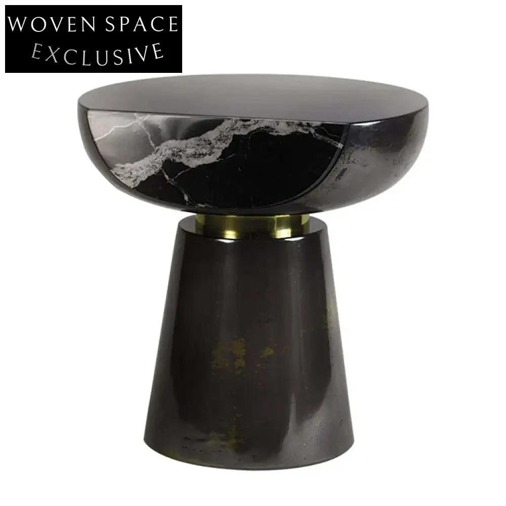 Elegant Round Marble Top Coffee Table with Solid Wood Base