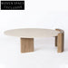 Elegant Round Marble Top Coffee Table with Solid Wood Legs Modern Style