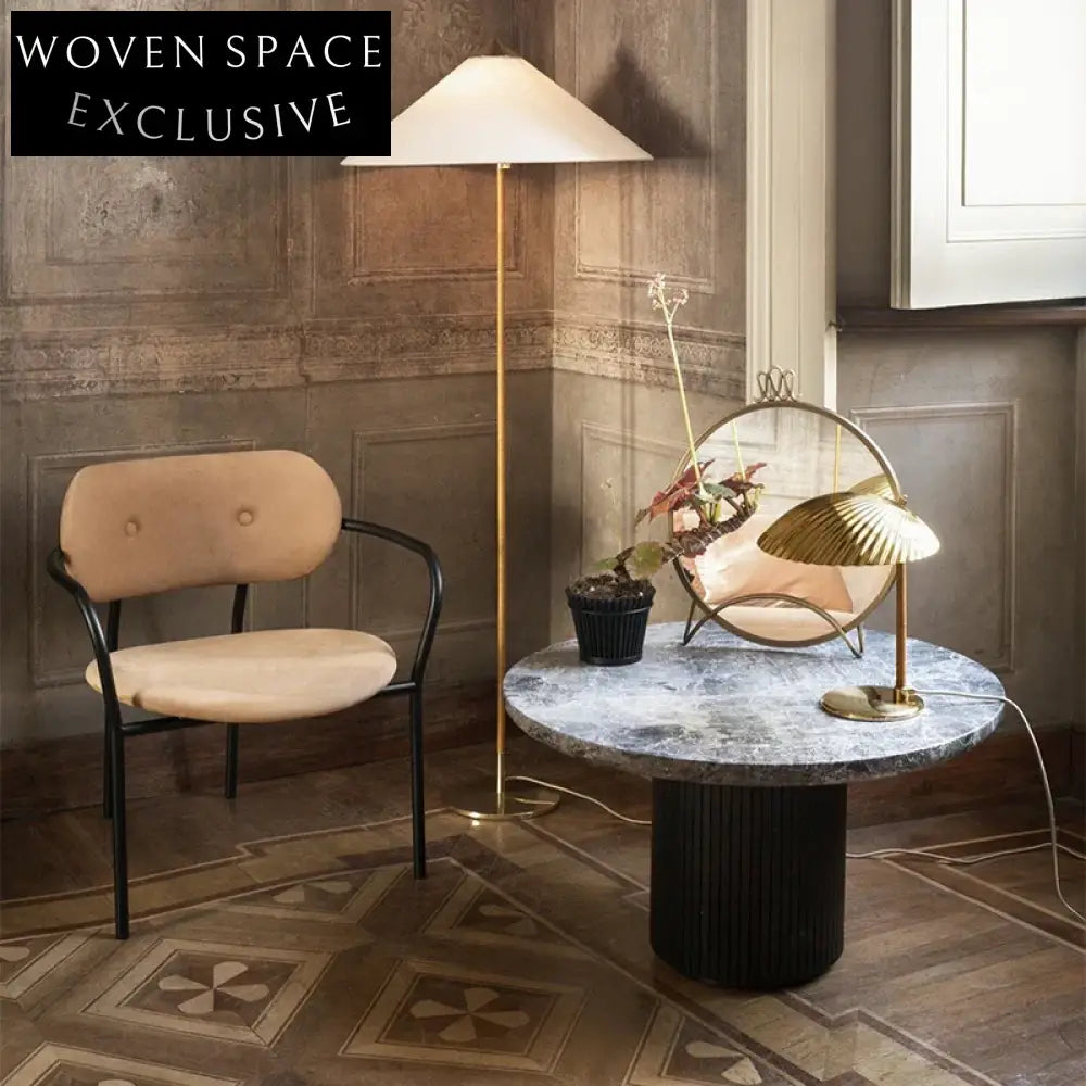 Elegant Round Marble Top Coffee Table, Wood Base for Modern Homes