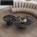 Elegant Round Marble Top Coffee Table, Wood Base for Modern Homes