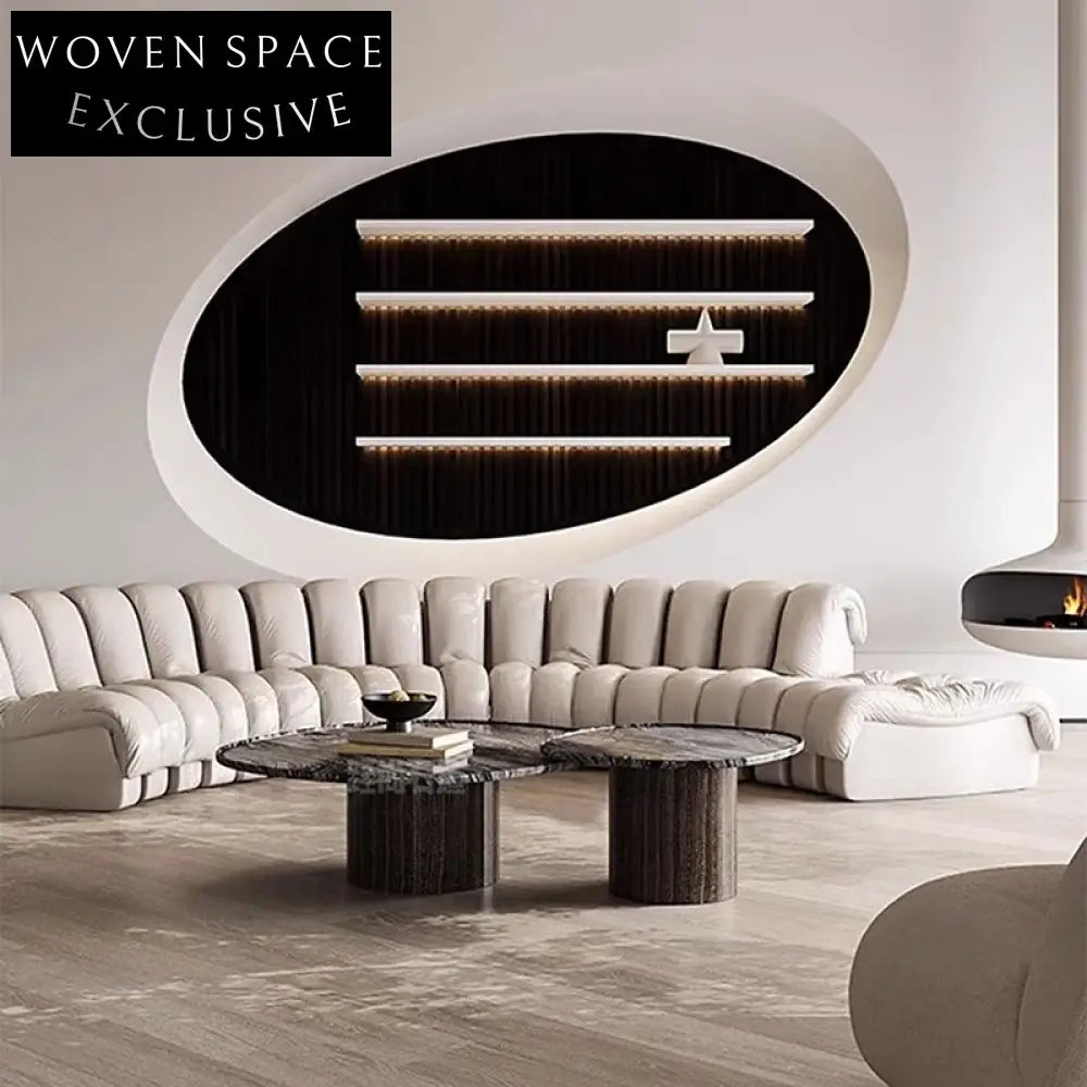 Elegant Round Marble Top Coffee Table, Wood Base for Modern Homes