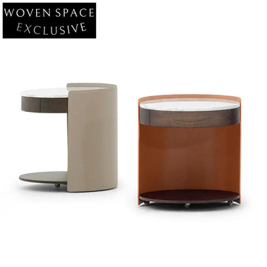 Elegant Round Marble Top Metal Coffee Side Table for Living Room