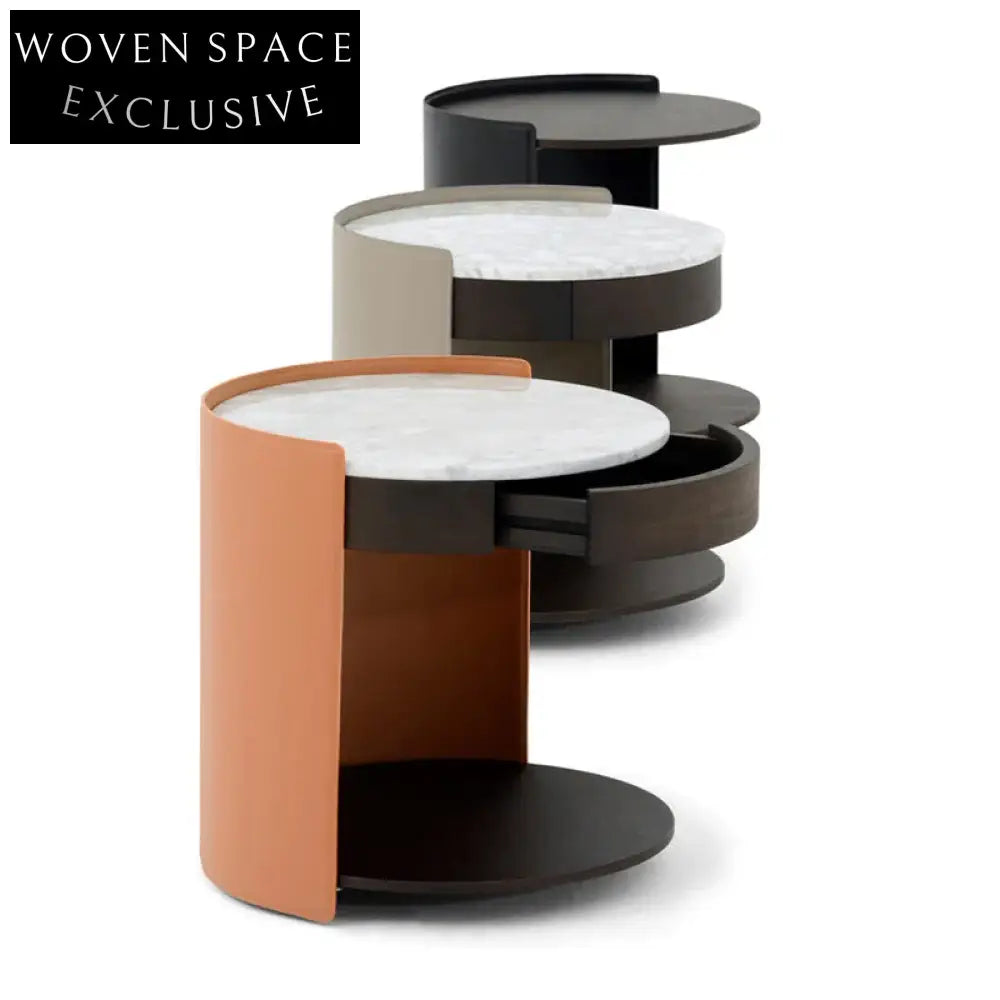 Elegant Round Marble Top Metal Coffee Side Table for Living Room