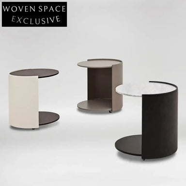 Elegant Round Marble Top Metal Coffee Side Table for Living Room