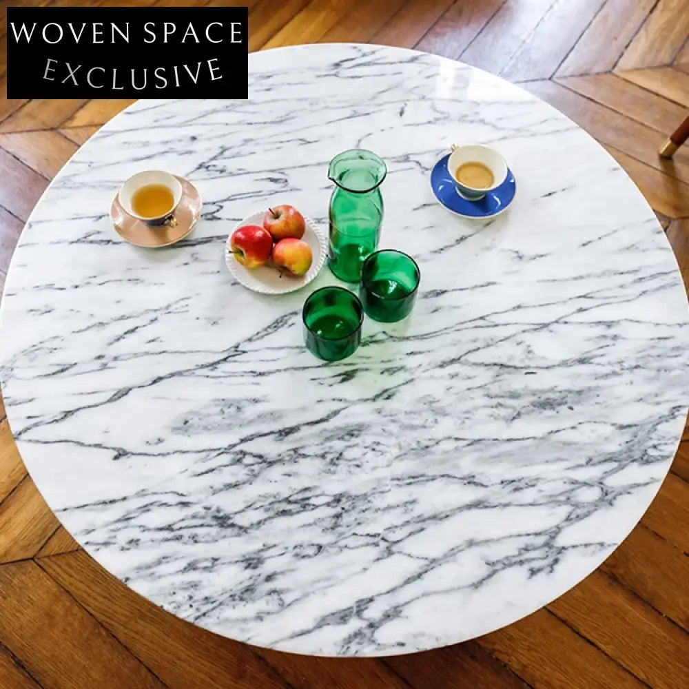 Elegant Round Marble Top Metal Living Room Center Coffee Table