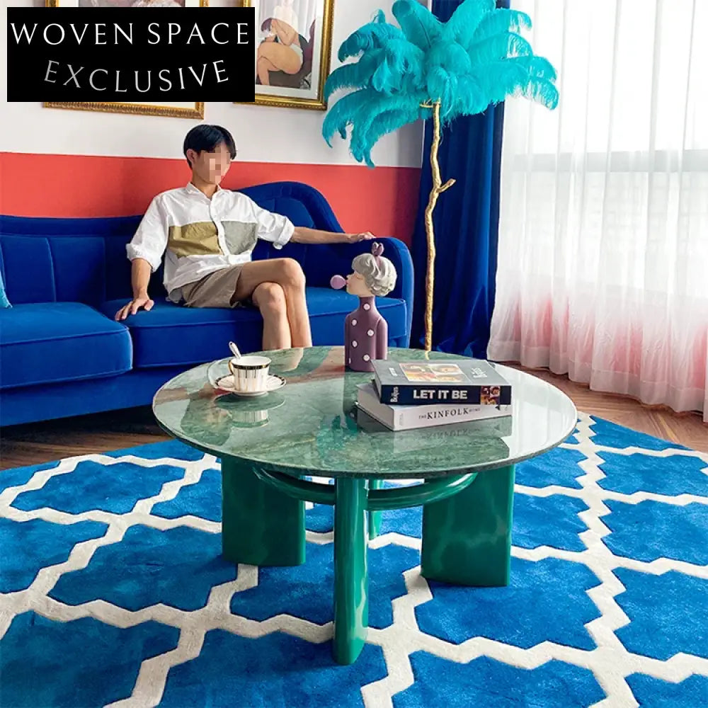 Elegant Round Marble Top Metal Living Room Center Coffee Table