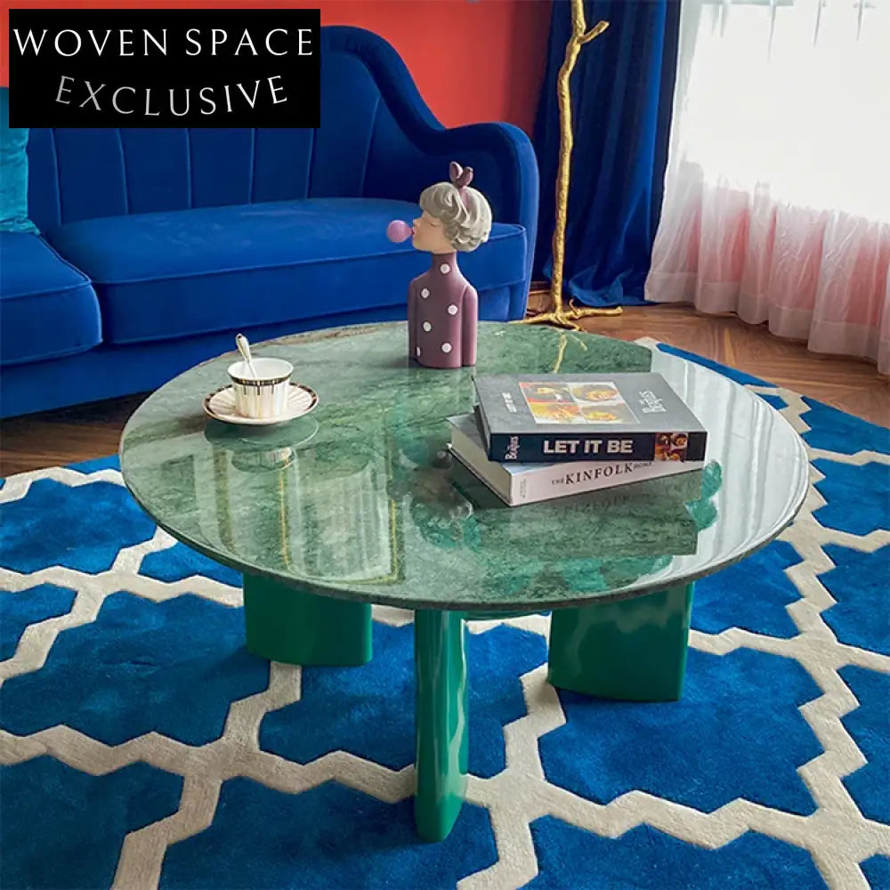 Elegant Round Marble Top Metal Living Room Center Coffee Table