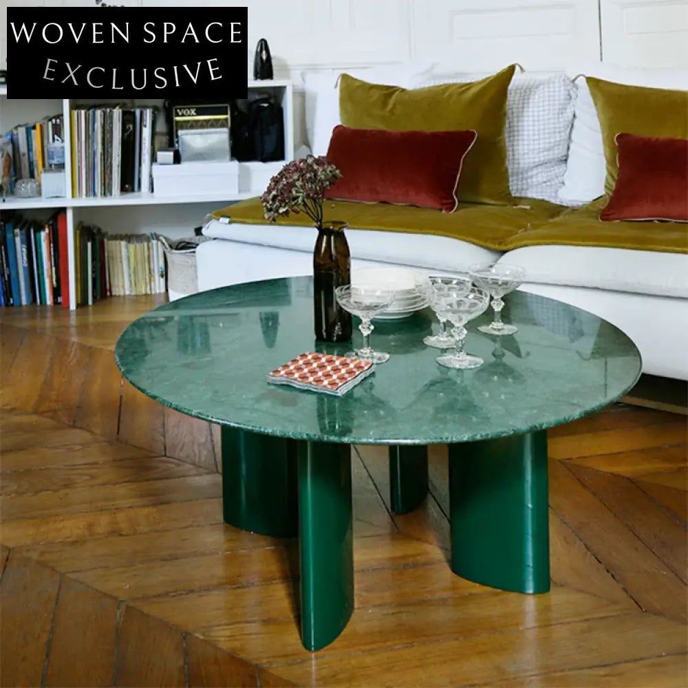 Elegant Round Marble Top Metal Living Room Center Coffee Table