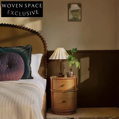 Elegant Round Marble Top Nightstand with Drawer, Solid Wood Bedside Table