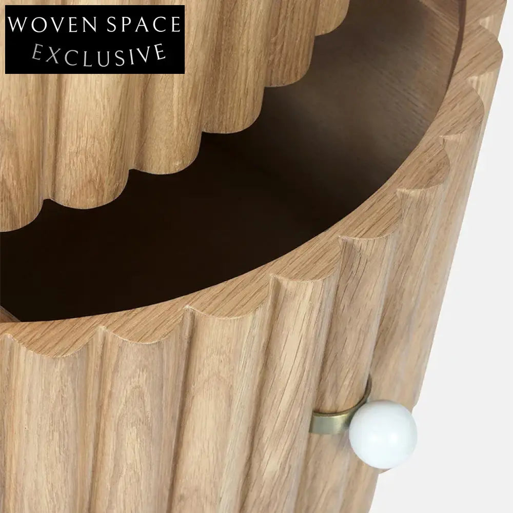 Elegant Round Marble Top Side Table with Solid Wood Frame