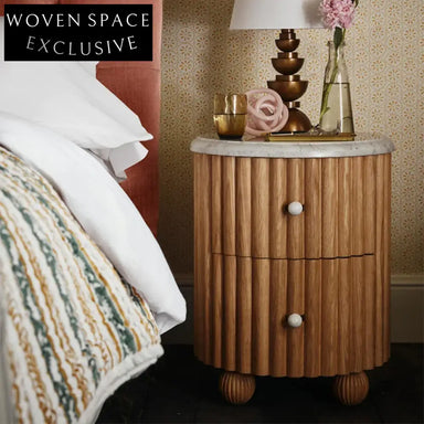 Elegant Round Marble Top Side Table with Solid Wood Frame