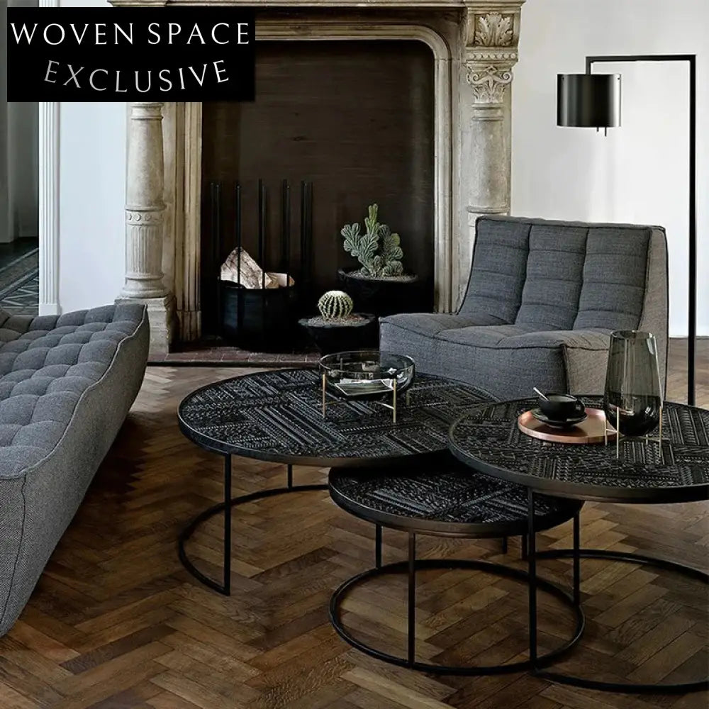 Elegant Round Metal Carved Modern Luxury Living Room Coffee Table