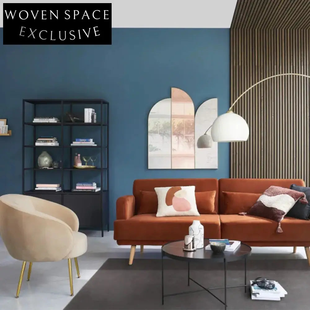 Elegant Round Metal Frame Coffee Table with Wood, Marble, Glass Top