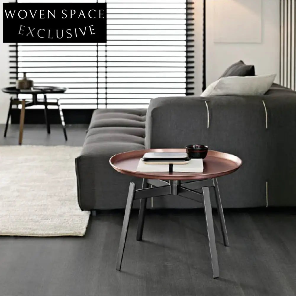 Elegant Round Metal Steel Italian Modern Accent Coffee Table