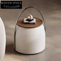 Elegant Round Metal Wooden Side Table for Modern Home Living Room Decor