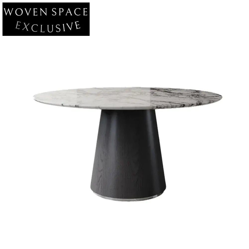 Elegant Round Natural Marble Dining Table, Modern Minimalist 6-Person Seating