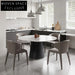 Elegant Round Natural Marble Dining Table, Modern Minimalist 6-Person Seating