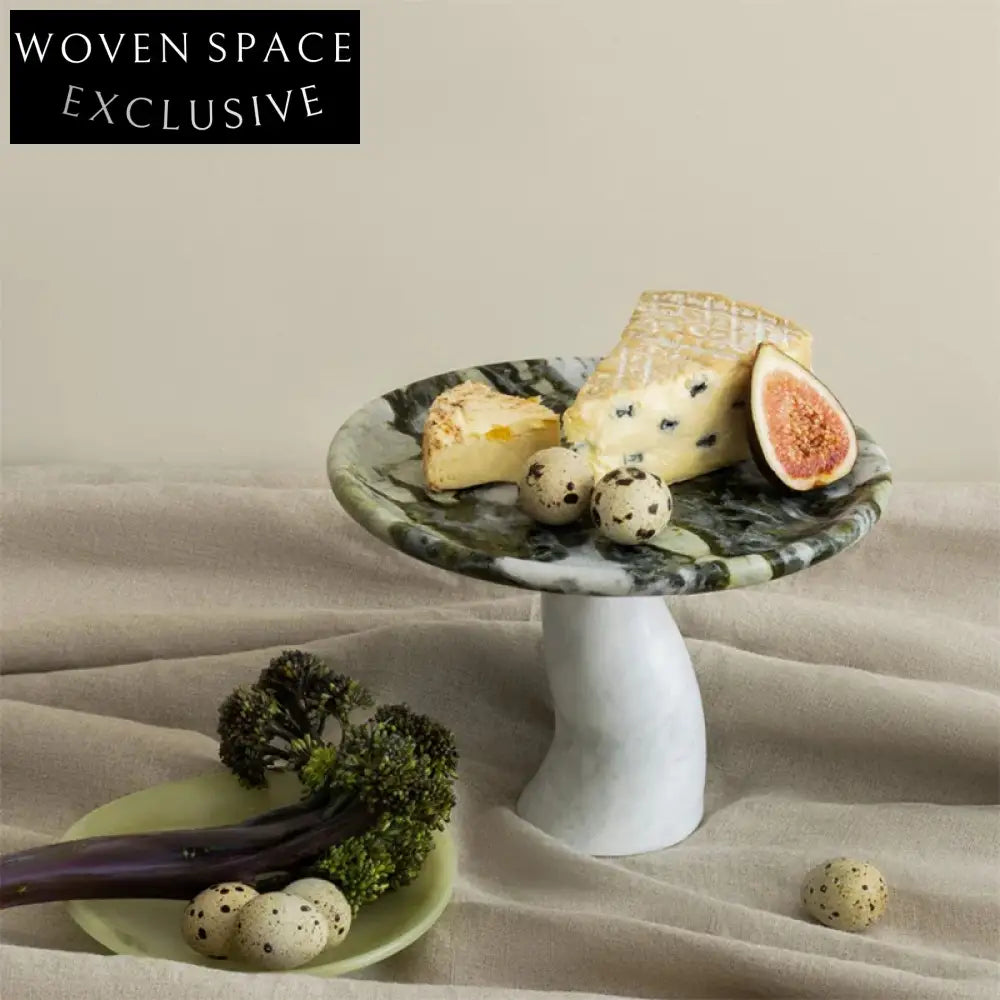 Elegant Round Natural Marble Mushroom Candle Holder Display Tray