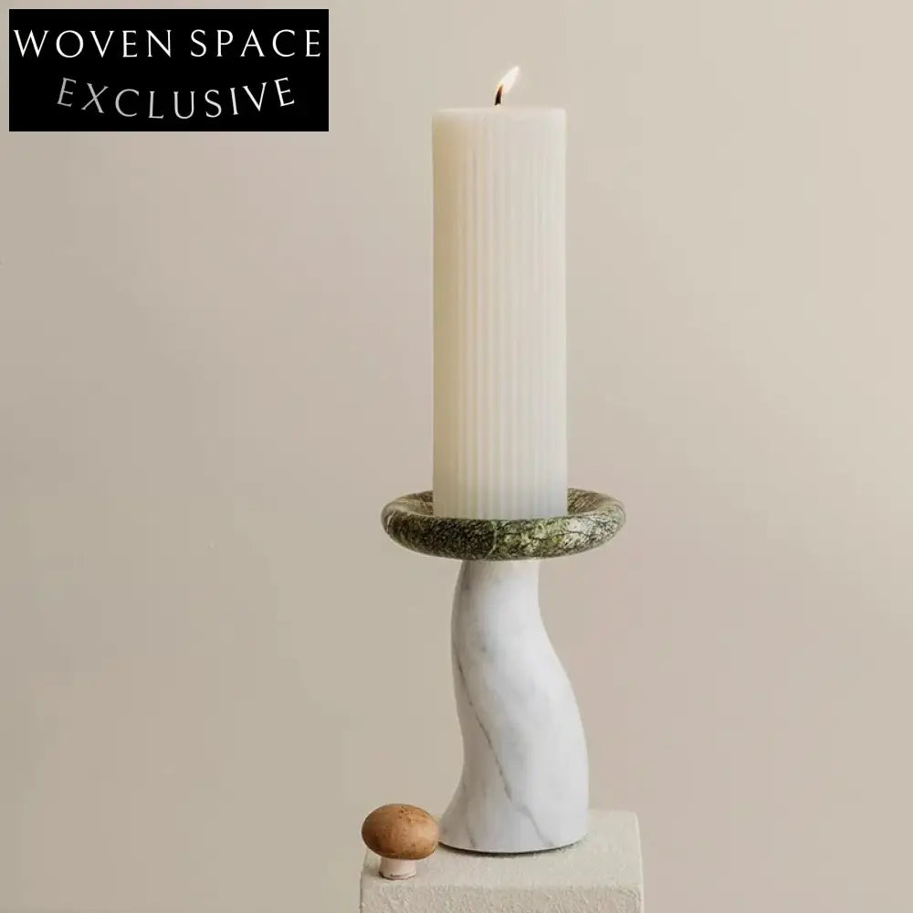 Elegant Round Natural Marble Mushroom Candle Holder Display Tray