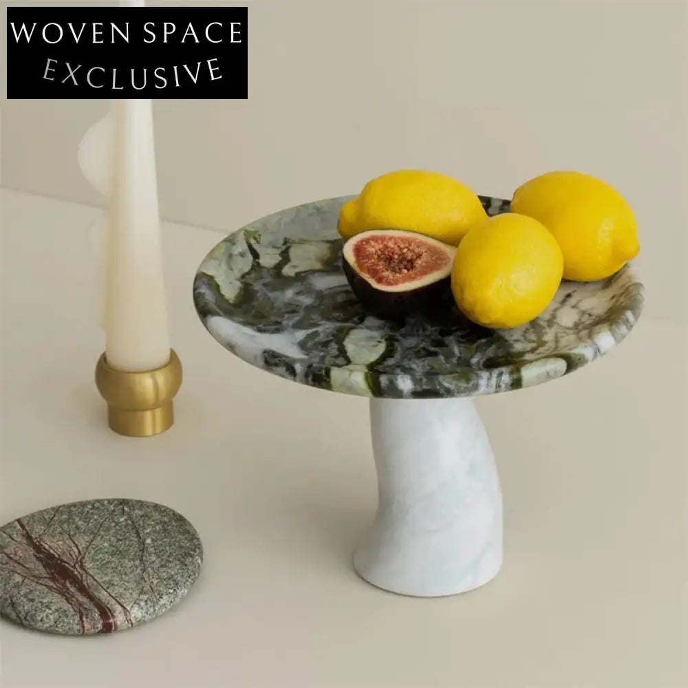 Elegant Round Natural Marble Mushroom Candle Holder Display Tray