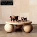 Elegant Round Natural Marble Travertine Coffee Table for Modern Homes