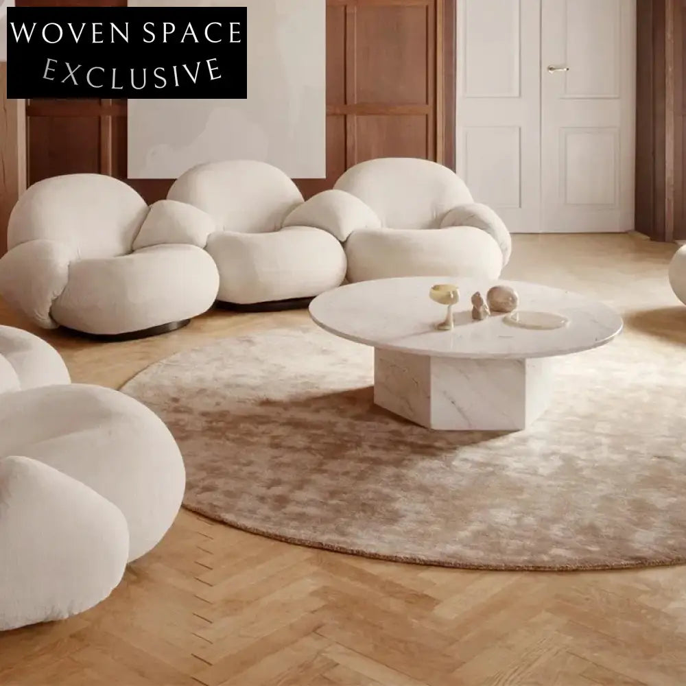 Elegant Round Natural Travertine Stone Coffee Table for Modern Living Room