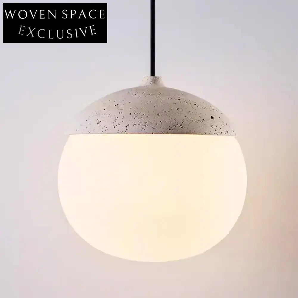 Elegant Round Natural Travertine Stone LED Ceiling Pendant Light for Homes