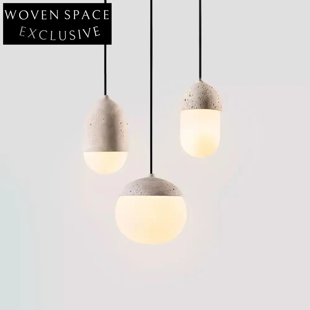 Elegant Round Natural Travertine Stone LED Ceiling Pendant Light for Homes